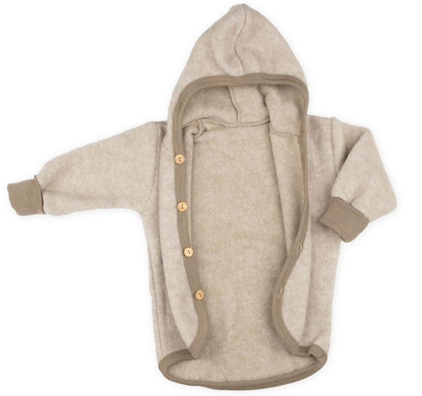 Veste bébé à capuche laine polaire boutons bois, Cosilana