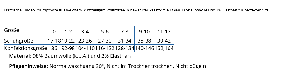 Strumpfhose Baumwollfrottee , Grödo