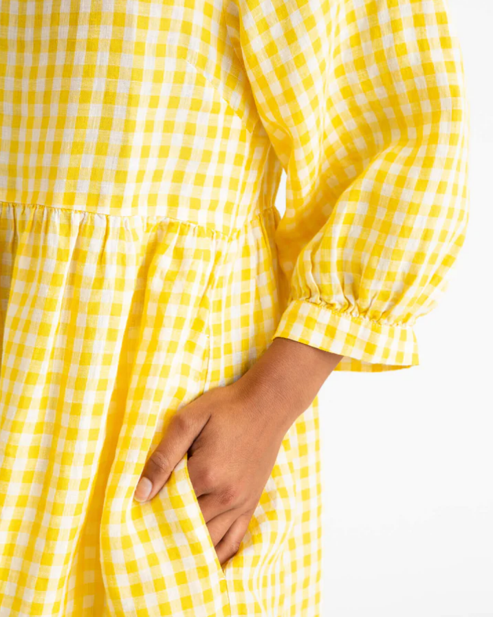 Robe en lin vichy jaune, Matona