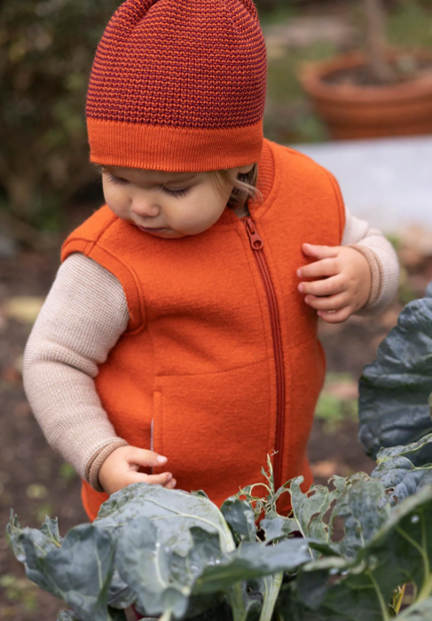 Gilet de promenade en laine bouillie avec zip, Disana
