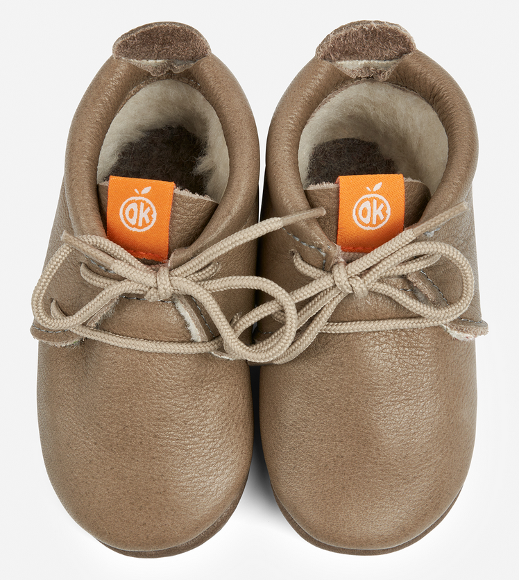 Chaussures pieds nus bébé Amigo à lacets doublées de laine , Orangenkinder