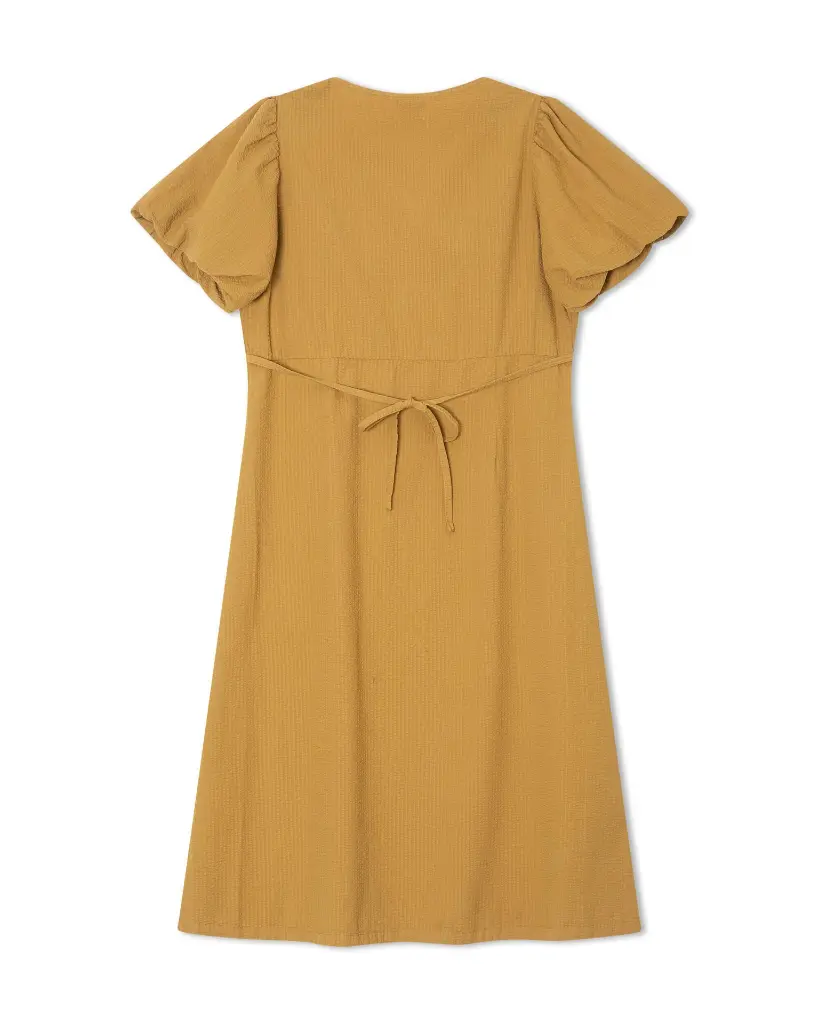 Matona-SS26-Flatlay-Women-V-Neck-Dress-honey-2.webp