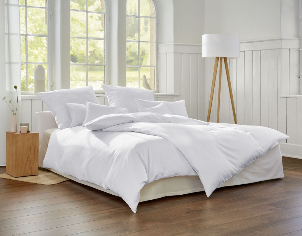 Literie en satin CLASSIC blanc, Cotonea