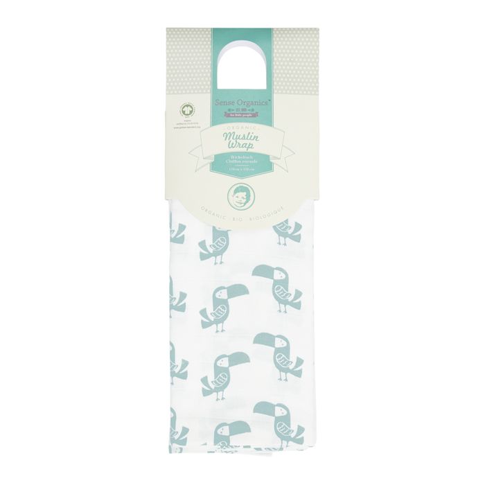 Large muslin baby blanket toucan 120x120, Vita - sense organics