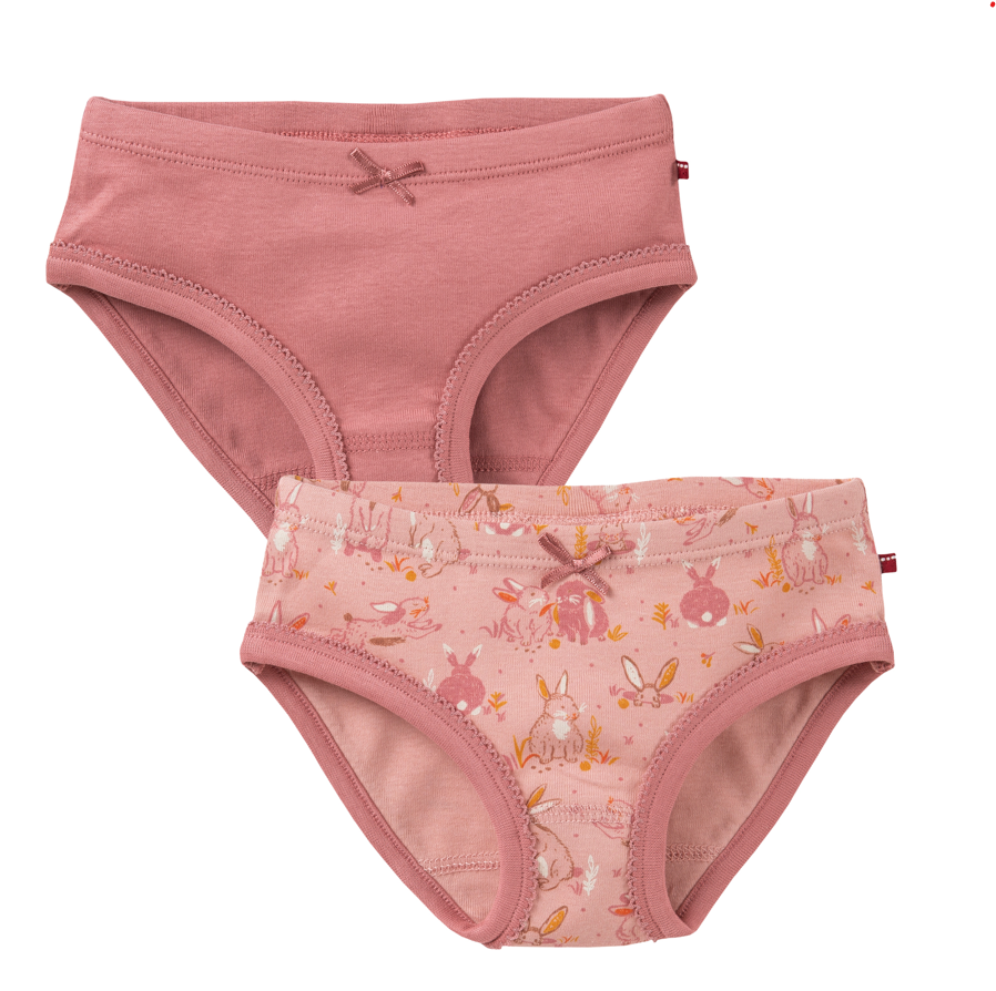 2er Set Kinder Unterhosen, Hasen & rosa, PWO