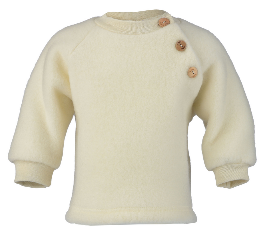 Raglan sweater with wooden buttons, fleece, Engel