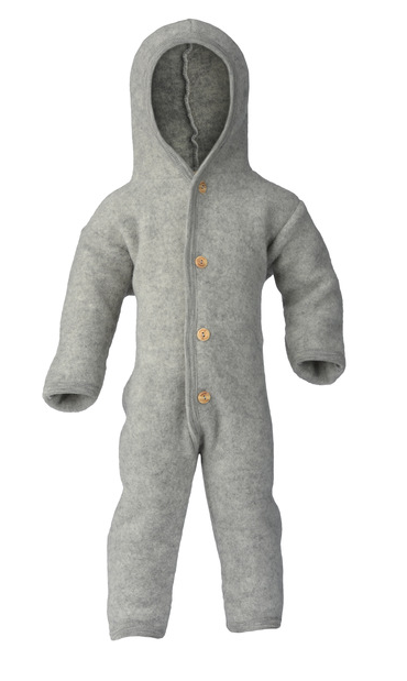 Baby jumpsuit wool fleece with hood, Engel 