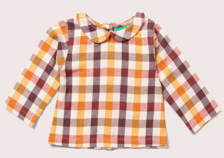  Checked Peter Pan Collar Blouse, LGR