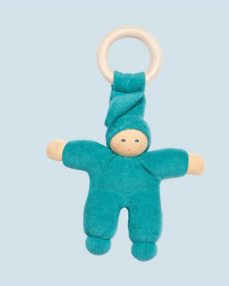 Baby Greifling Pimpel mit Holzring - natur, Bio , Nanchen