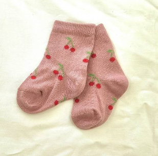 Chaussettes bébé cerise en coton, Grödo