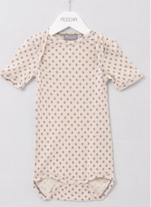 Baby bodysuit short sleeve stars bourrette silk, Alkena