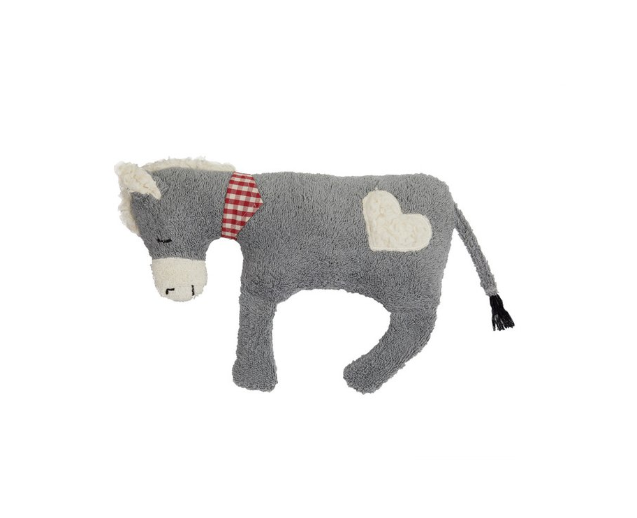 Coussin doudou âne avec application coeur, Efie