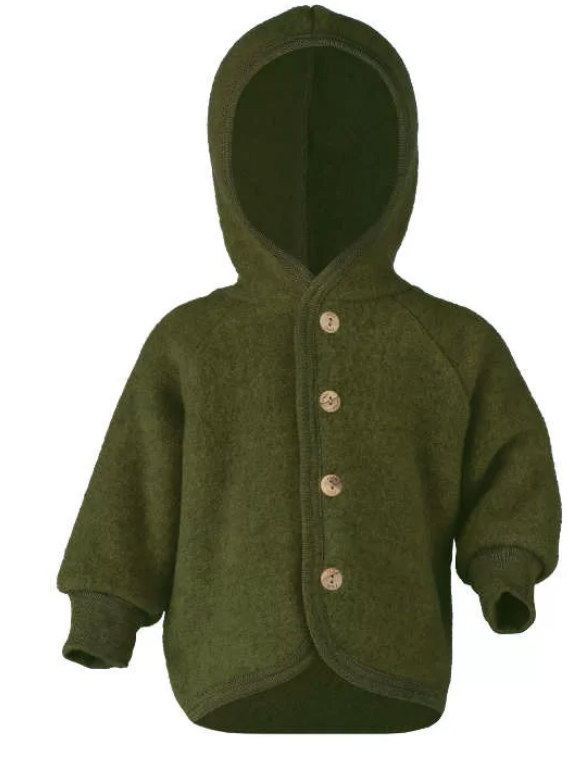 Kapuzenjacke mit Holzknöpfen Wollfleece, Engel