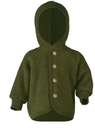 Hooded jacket with wooden buttons wool fleece, Engel