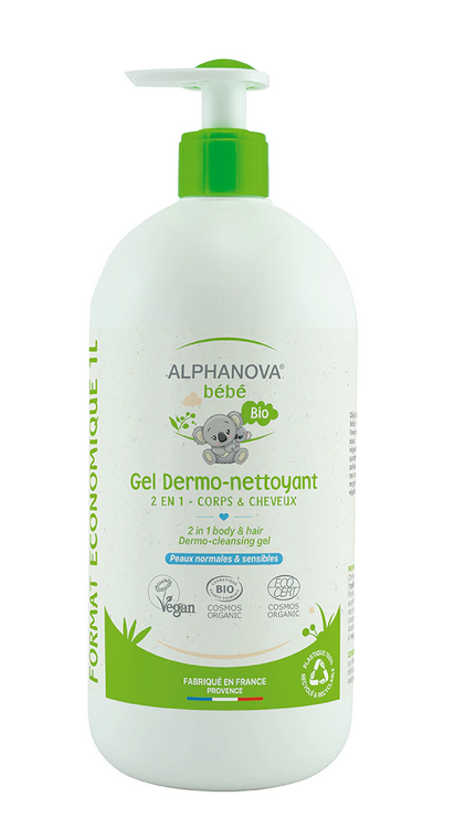 Certified organic baby bath dermo-cleanser 1L, Alphanova