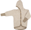 Wool fleece baby hooded jacket with wooden buttons, Cosilana