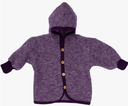 Wollfleece Baby Kapuzenjacke mit Holzknöpfen, Cosilana