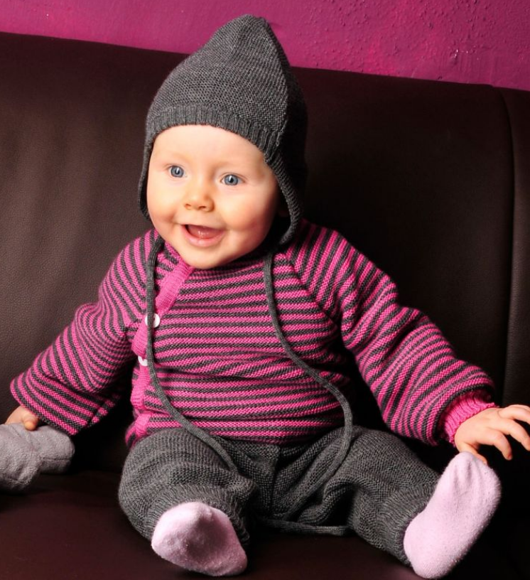 Striped wool cardigan "Ringelschlüttli", Reiff