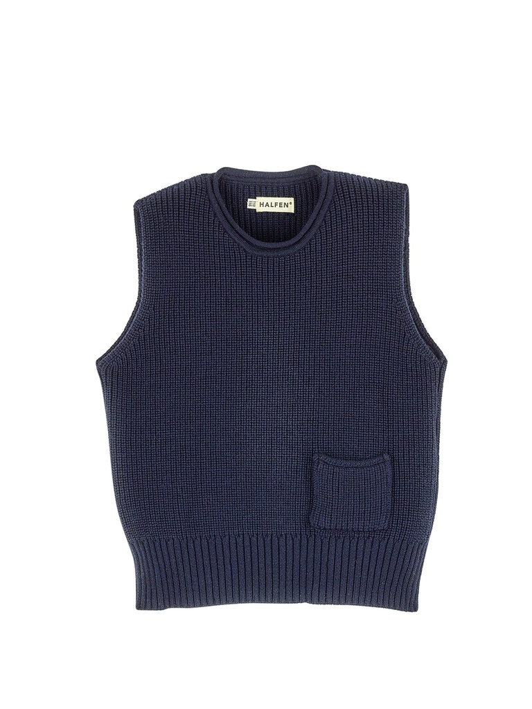 Gillet pour bébé en grosse maille marine, Halfen