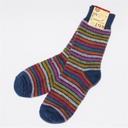 Chaussettes pleine peluche 100% laine, rayures colorées, Hirsch naturel