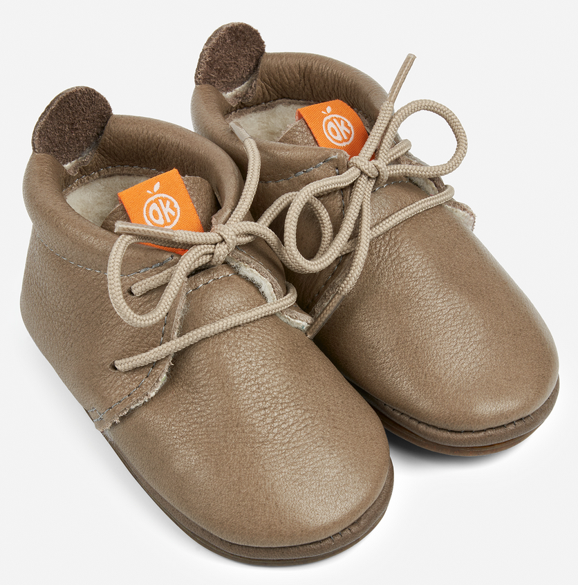 Chaussures pieds nus bébé Amigo à lacets doublées de laine , Orangenkinder