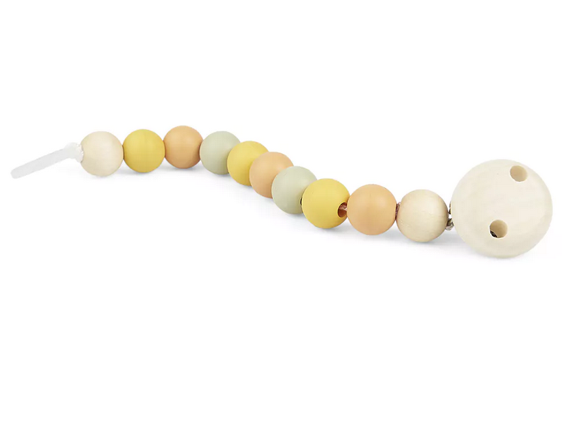 Pacifier chain with wooden beads , Grünspecht 