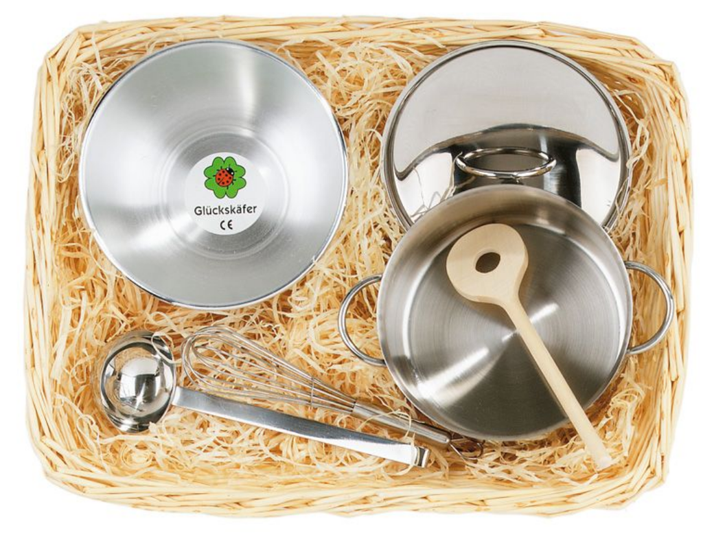 Set de cuisson en inox dans panier, Glückskäfer by Nic toys
