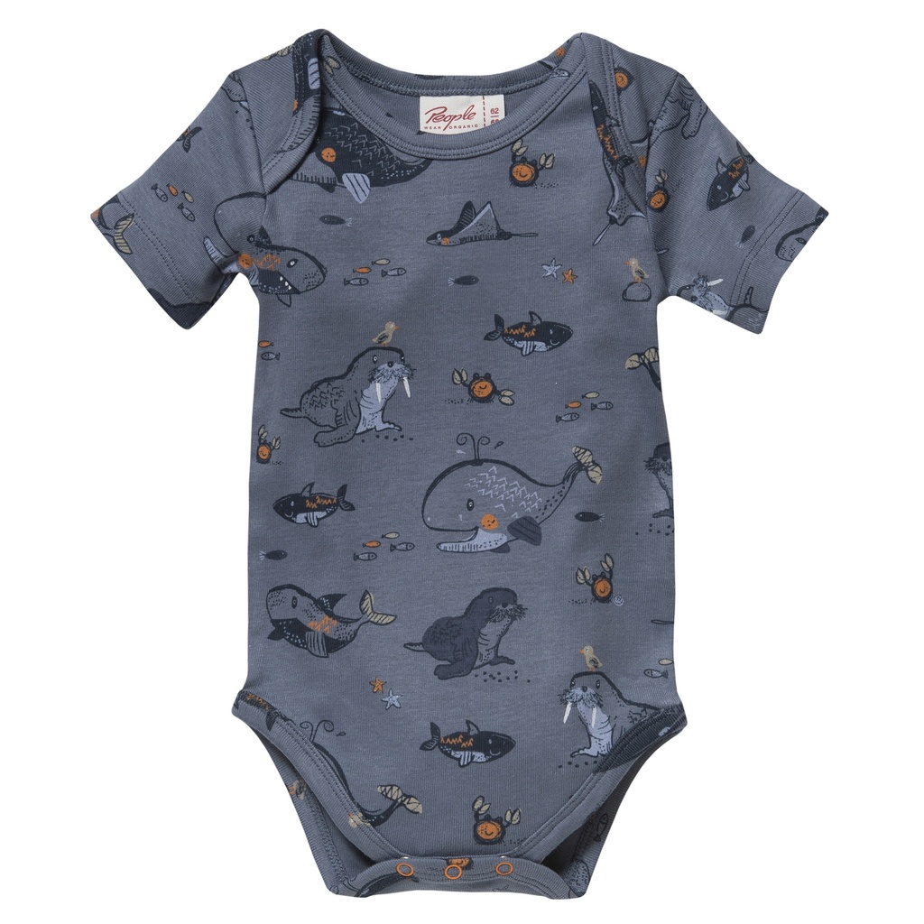 Body pour bébé manches courtes, blanc/bleu, PWO