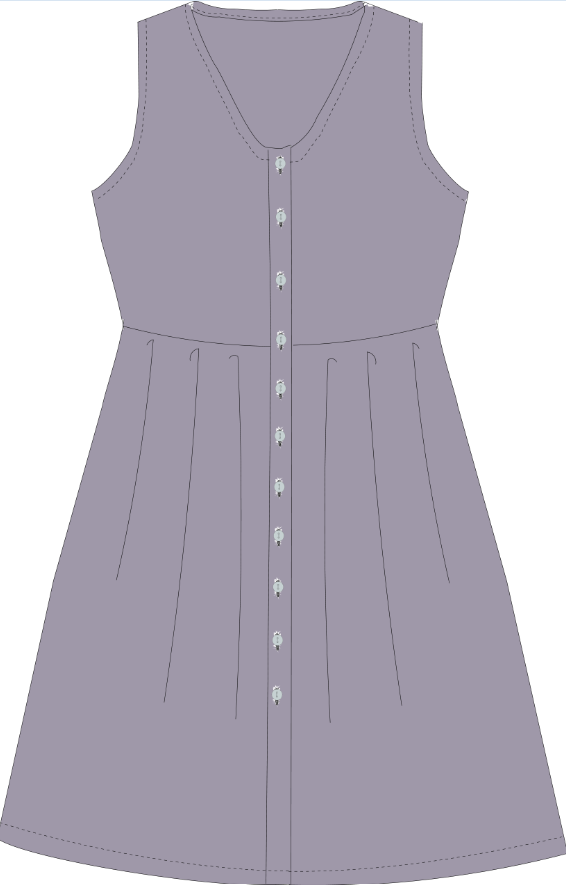 Langes Kleid Paquerette Lavender Aura, Poudre Organic