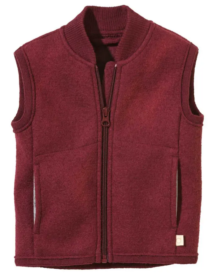 Gilet de promenade en laine bouillie avec zip, Disana