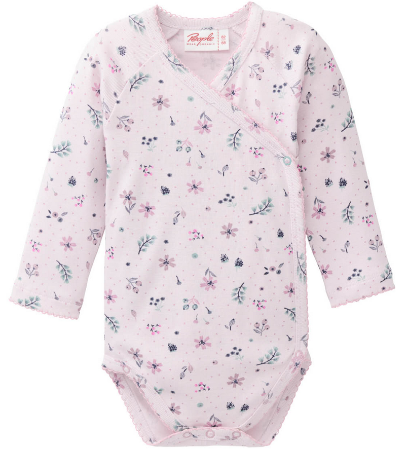 Baby Langarm Wickelbody "Blumen", PWO