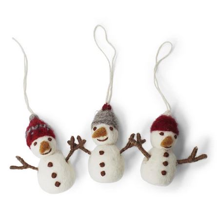 Snowman w/hat - Set of 3, Gry & Sif