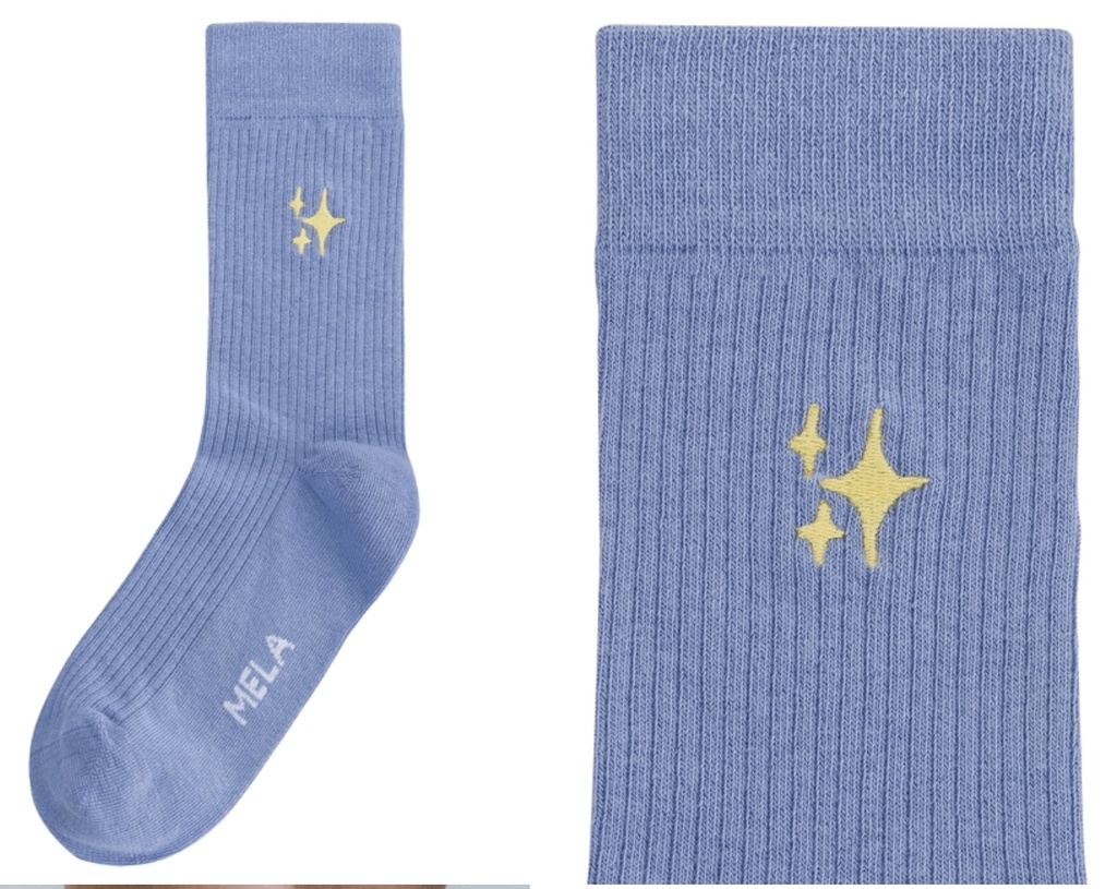 Chaussettes côtelées brodées, Mela