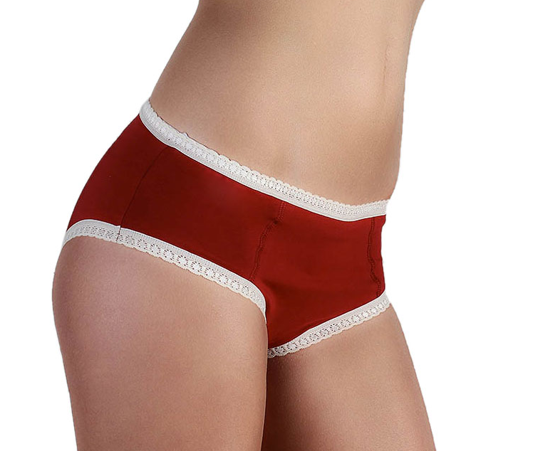 Damenslip Hipster mit Spitze Rot, Albero-Natur 