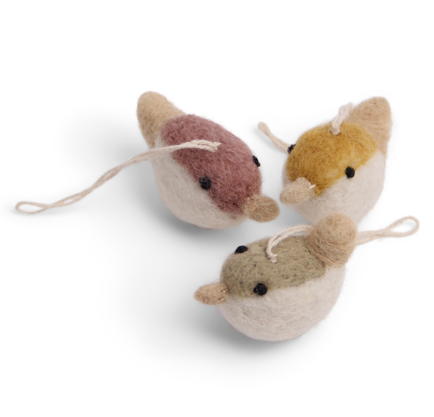 Vögel - Ocker, Lavendel und Grün, 3er-Set , GRY & SIF 