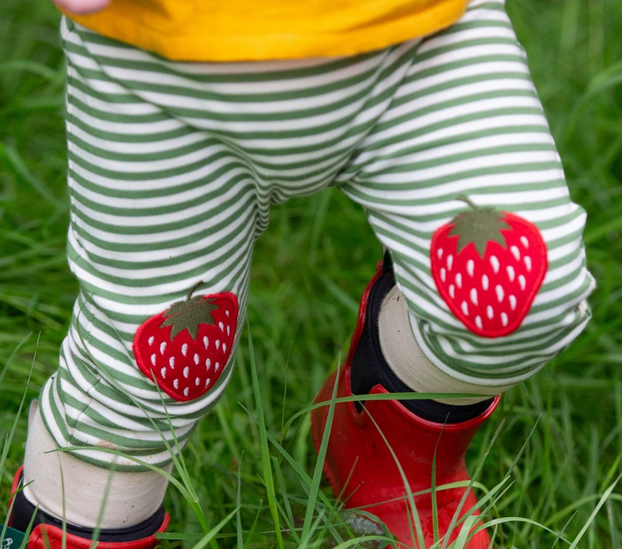 Baby Hose Gestreifte  mit Kniebesatz Erdbeeren, LGR