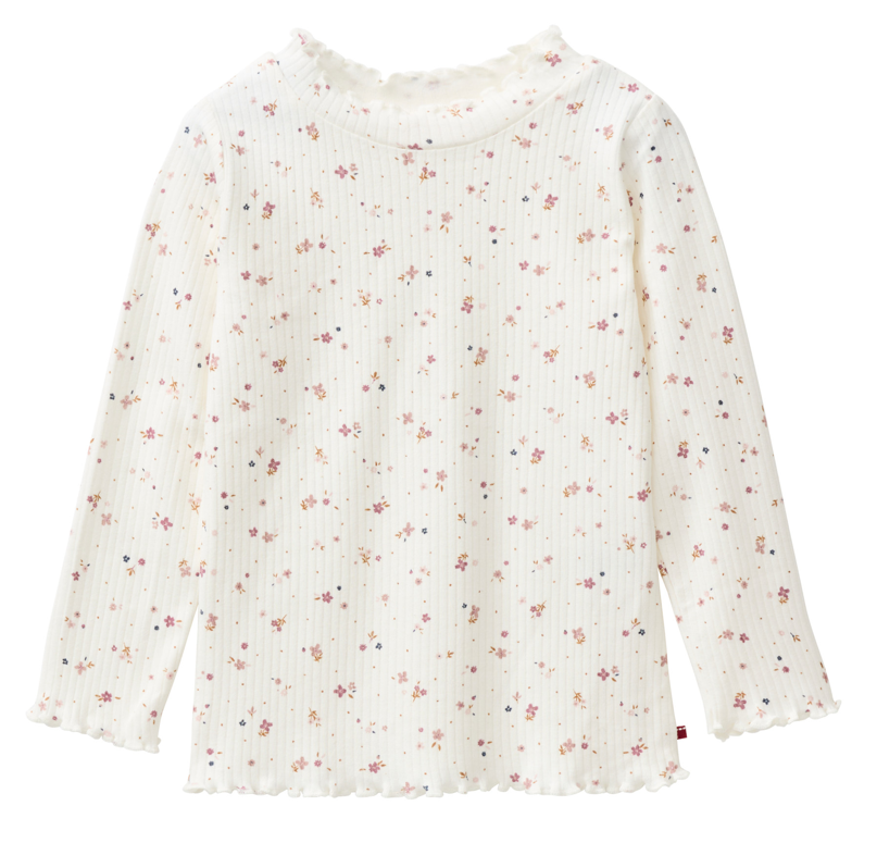 T-shirt à manches longues avec col "Blanc/Fleurs", PWO