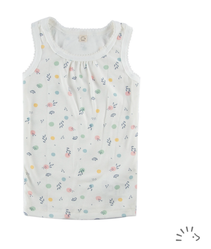 Undershirt with jagged tip "Birdy Dots", Popolini