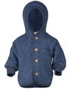 Hooded jacket with wooden buttons wool fleece, Engel