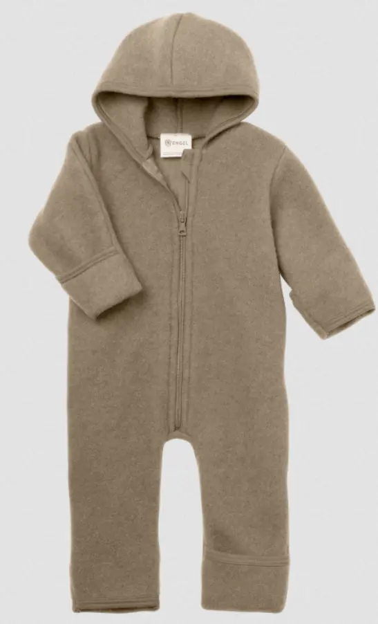 Zip-up jumpsuit, wool fleece with hood,Engel
