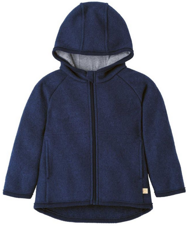 Veste en laine bouillie avec fermeture éclair bébé, Disana