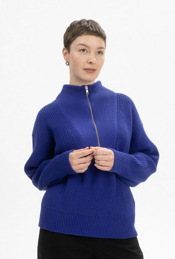 Rib Knit Troyer "KIMAYA", Mela