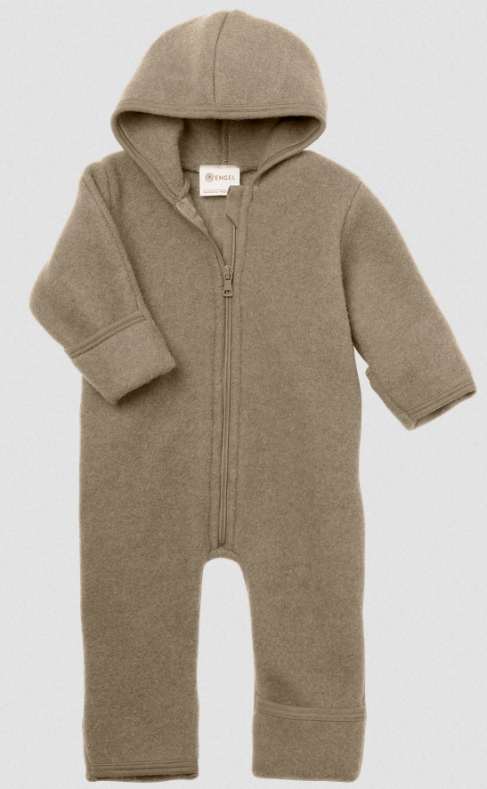 Wollfleece Overall mit Zipp 50/56 walnuss, Engel (LNCT)