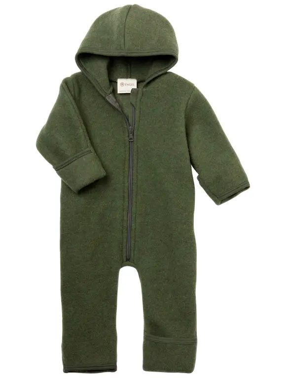 Zip-up jumpsuit, wool fleece with hood,Engel