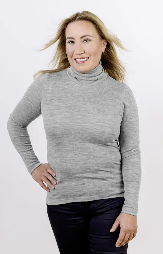 Women's long-sleeved turtleneck sweater made of wool/silk "gray", Engel