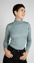 Pull à col roulé à manches longues pour femme en laine/soie, Engel