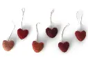 Mini-Herzen mit Schnur, staubrot, 6er-Set, Gry & Sif
