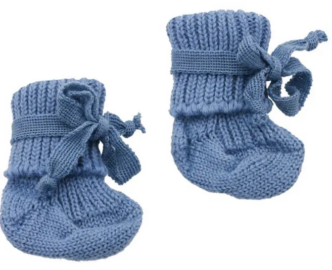 Erstlingssocken Wolle blau, Hirsch Natur (LNMM)