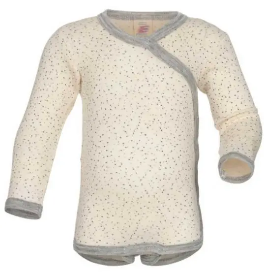 Wickelbody Wolle/Seide natur/bedruckt 50/56, Engel (LNMM)