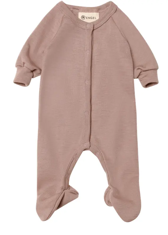 Schlafanzug mit Fuß Wolle/Seide dusty rose 56, Engel (LNMM)